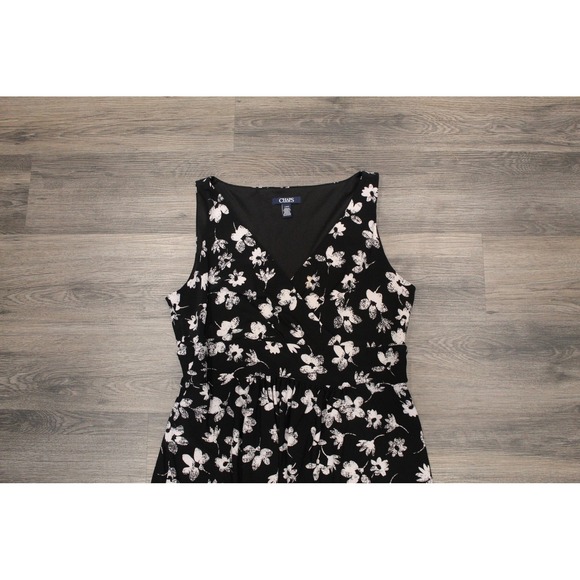 Chaps Black Floral Sleeveless Dress Summer Casual Lightweight - L - Picture 3 of 13